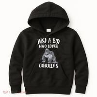 Just A Boy Who Loves Gorillas, Gorilla Lover Gift Kids Hoodie thumb 0