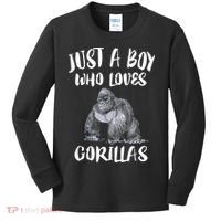 Just A Boy Who Loves Gorillas, Gorilla Lover Gift Kids Long Sleeve Shirt thumb 0