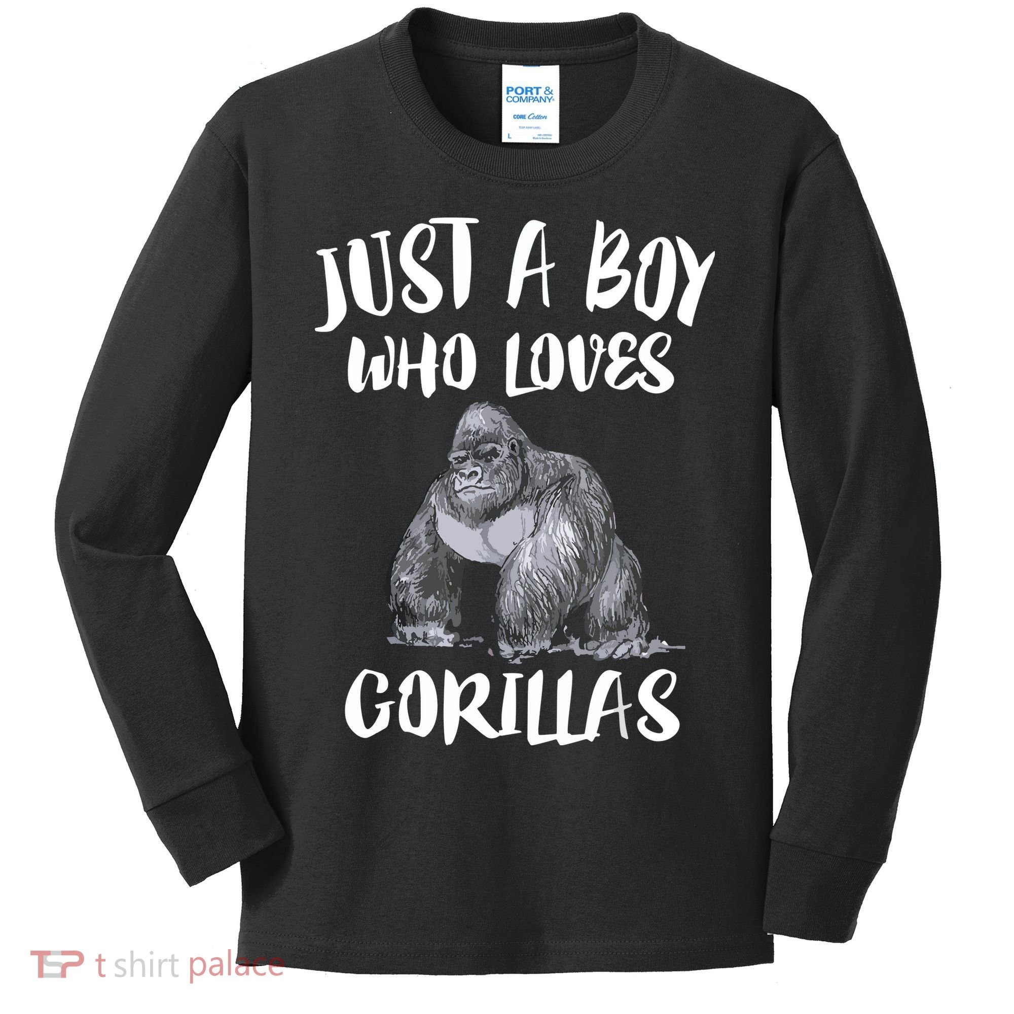 Just A Boy Who Loves Gorillas, Gorilla Lover Gift Kids Long Sleeve Shirt