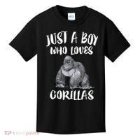 Just A Boy Who Loves Gorillas, Gorilla Lover Gift Kids T-Shirt thumb 0