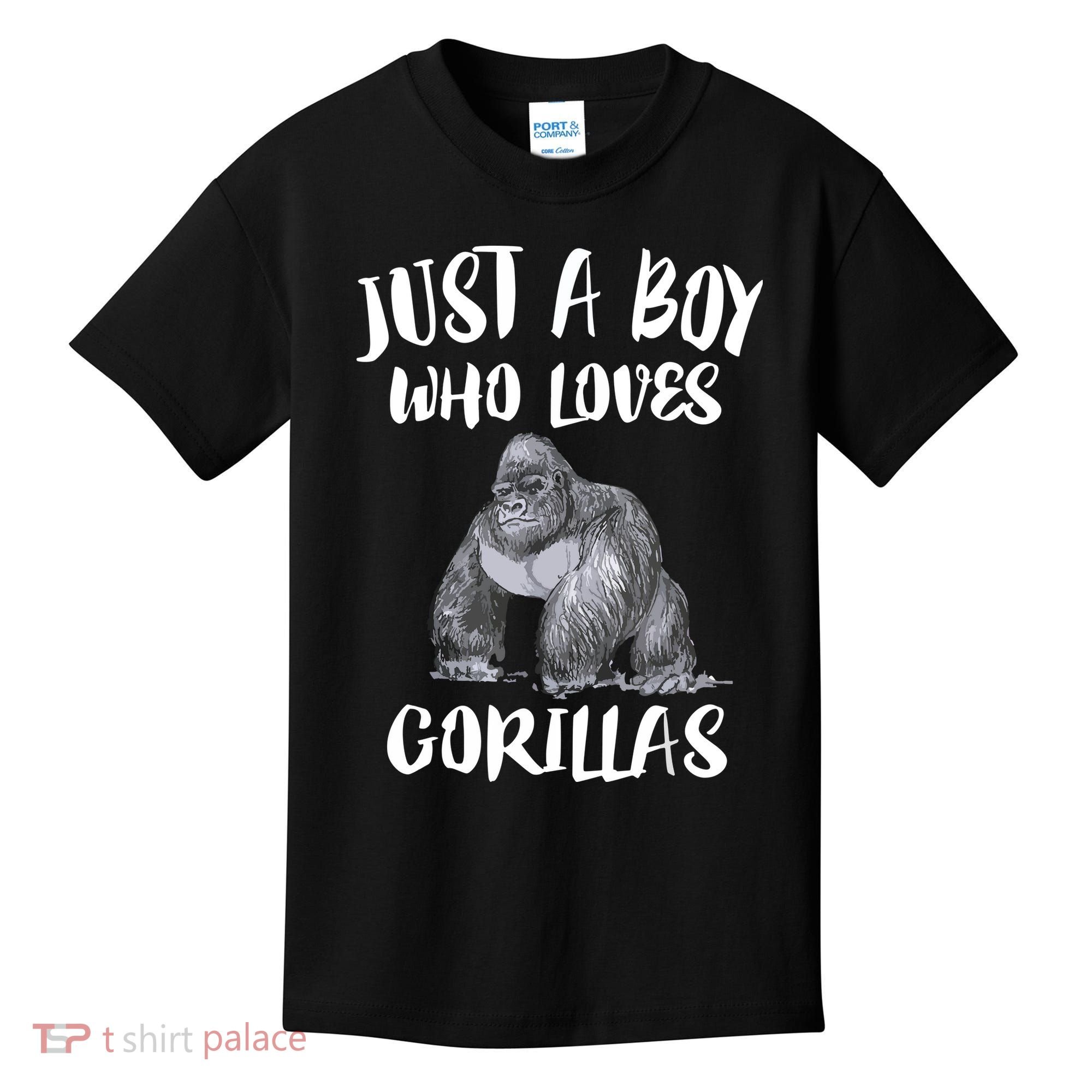 Just A Boy Who Loves Gorillas, Gorilla Lover Gift Kids T-Shirt