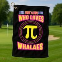 Just A Boy Who Loves Pi Whales Pi Day Golf Towel thumb 1
