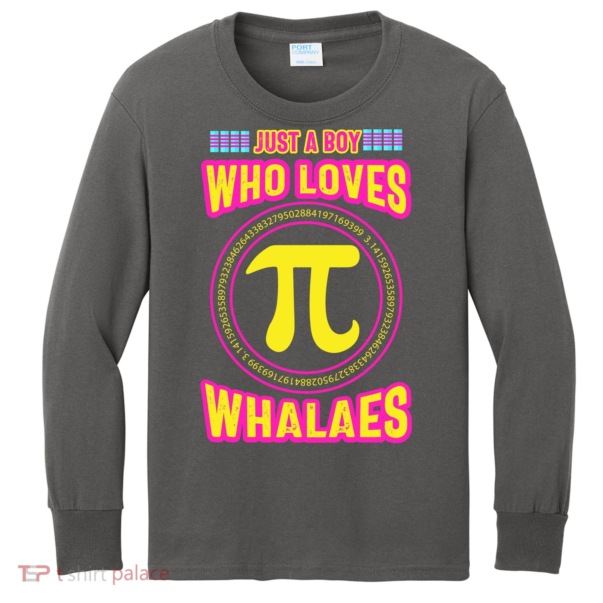 Just A Boy Who Loves Pi Whales Pi Day Kids Long Sleeve Shirt