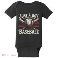 Just A Boy Who Loves Baseball Baby Bodysuit thumb 0
