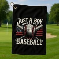 Just A Boy Who Loves Baseball Golf Towel thumb 1