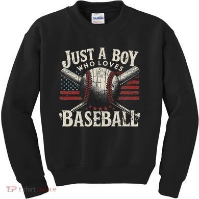 Just A Boy Who Loves Baseball Kids Sweatshirt