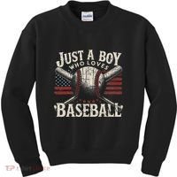Just A Boy Who Loves Baseball Kids Sweatshirt thumb 0