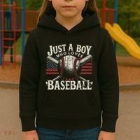 Just A Boy Who Loves Baseball Kids Hoodie thumb 3