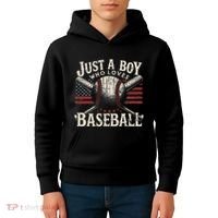 Just A Boy Who Loves Baseball Kids Hoodie thumb 4