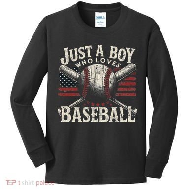 Just A Boy Who Loves Baseball Kids Long Sleeve Shirt