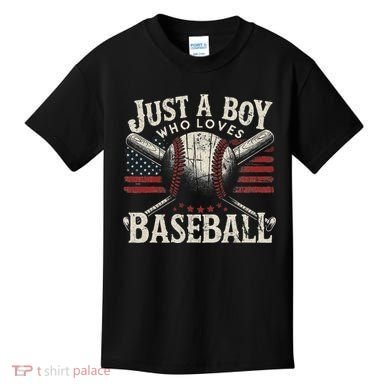 Just A Boy Who Loves Baseball Kids T-Shirt