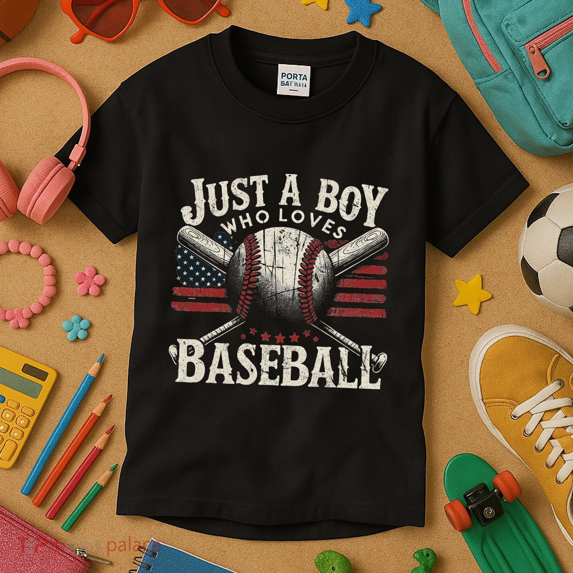 Just A Boy Who Loves Baseball Kids T-Shirt