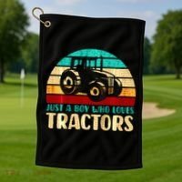 Just A Boy Who Loves Tractors Golf Towel thumb 1