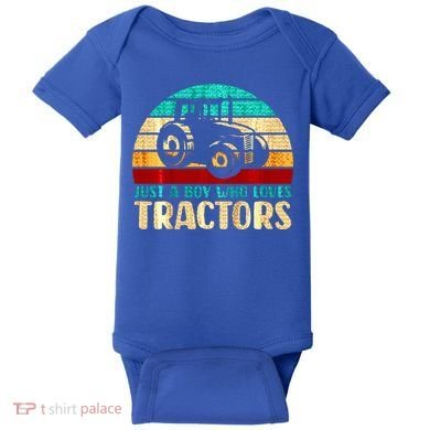 Just A Boy Who Loves Tractors Baby Bodysuit