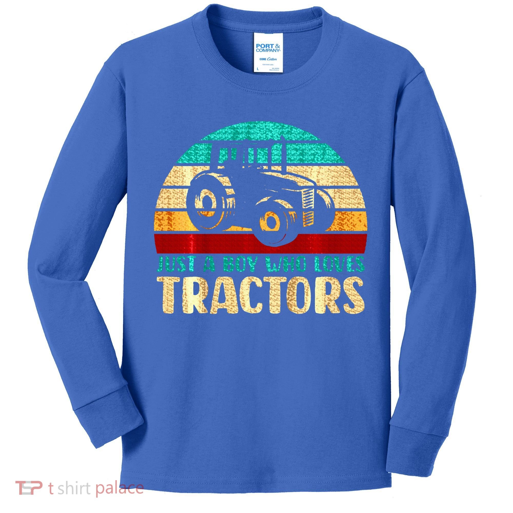 Just A Boy Who Loves Tractors Kids Long Sleeve Shirt