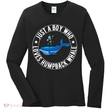 Just A Boy Who Loves Humpback Whale Funny Whale Lovers Women's Long Sleeve Shirt