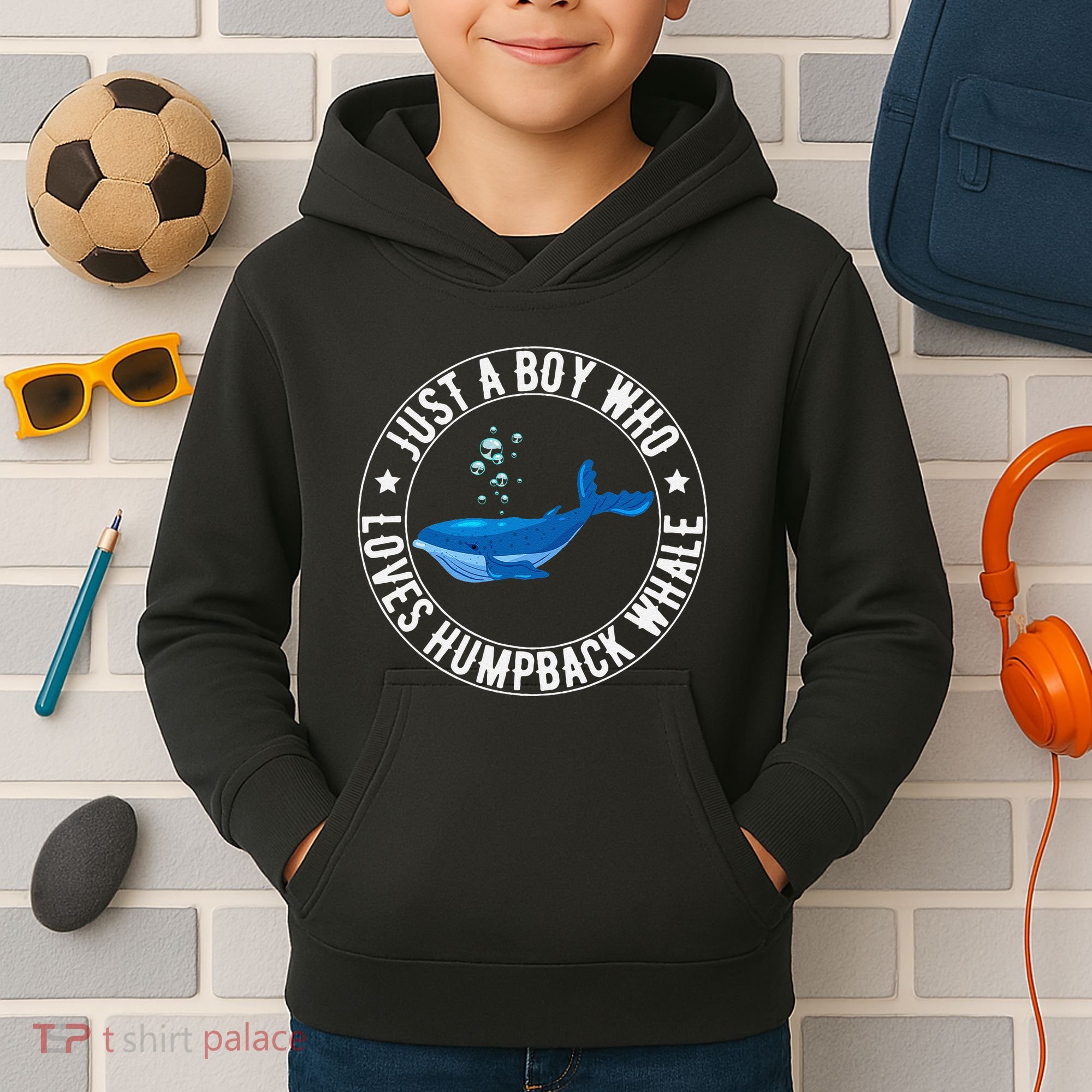 Just A Boy Who Loves Humpback Whale Funny Whale Lovers Kids Hoodie