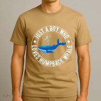 Just A Boy Who Loves Humpback Whale Funny Whale Lovers T-Shirt thumb 3