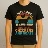 Just A Boy Who Loves Chickens Goats Farm Animal Lover Farmer T-Shirt thumb 3