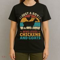 Just A Boy Who Loves Chickens Goats Farm Animal Lover Farmer T-Shirt thumb 4