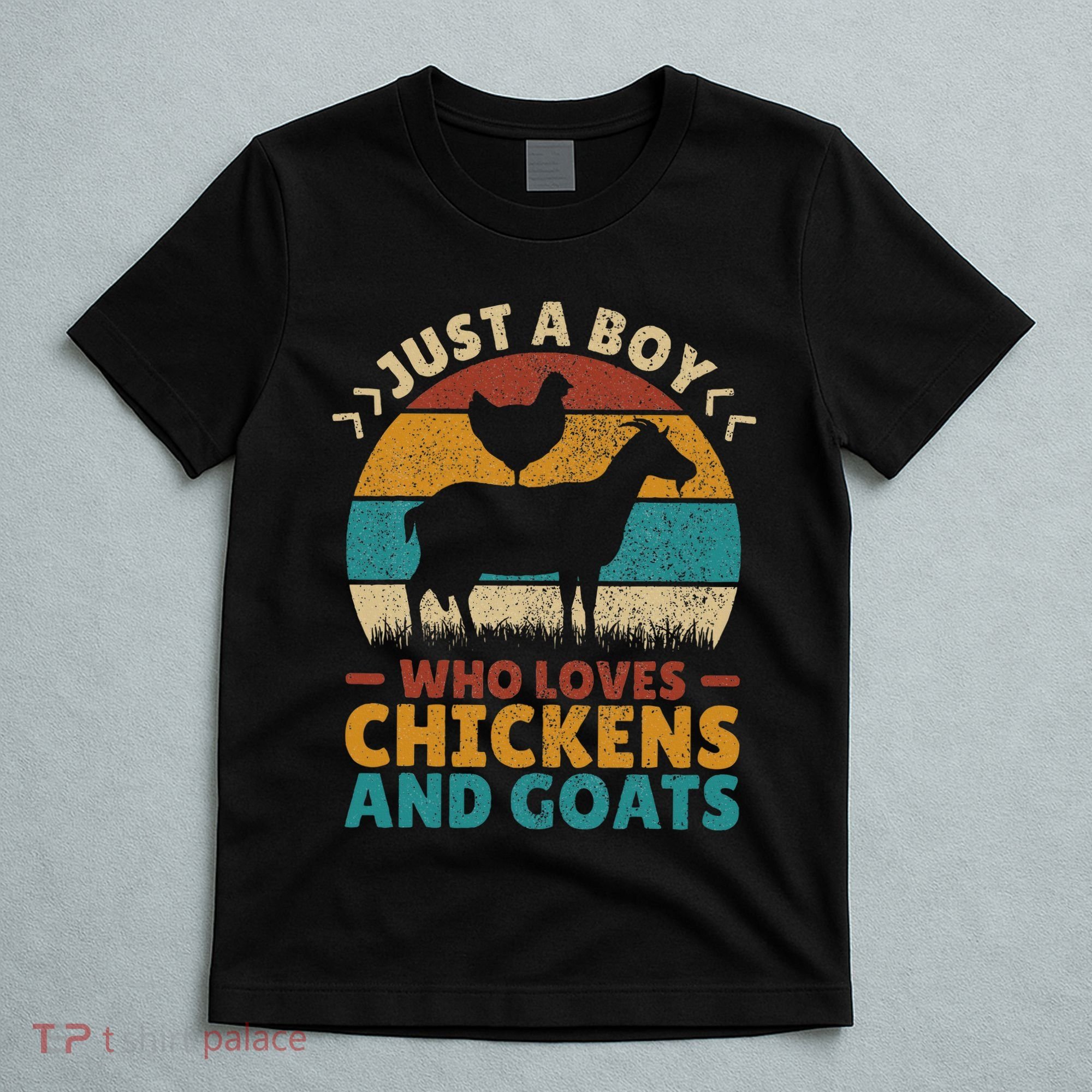 Just A Boy Who Loves Chickens Goats Farm Animal Lover Farmer T-Shirt