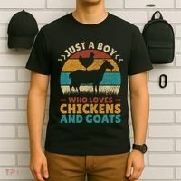 Just A Boy Who Loves Chickens Goats Farm Animal Lover Farmer T-Shirt thumb 6