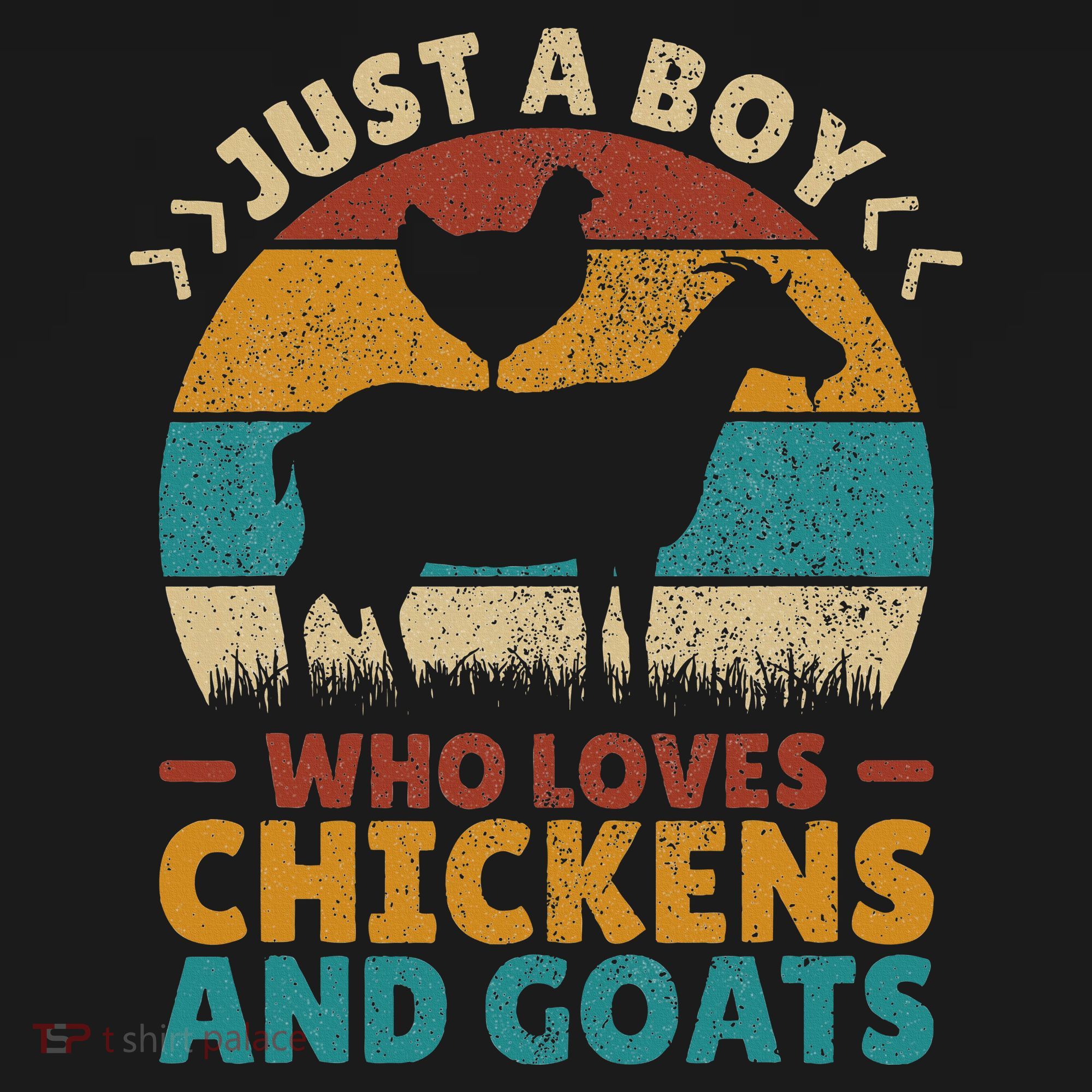 Just A Boy Who Loves Chickens Goats Farm Animal Lover Farmer T-Shirt