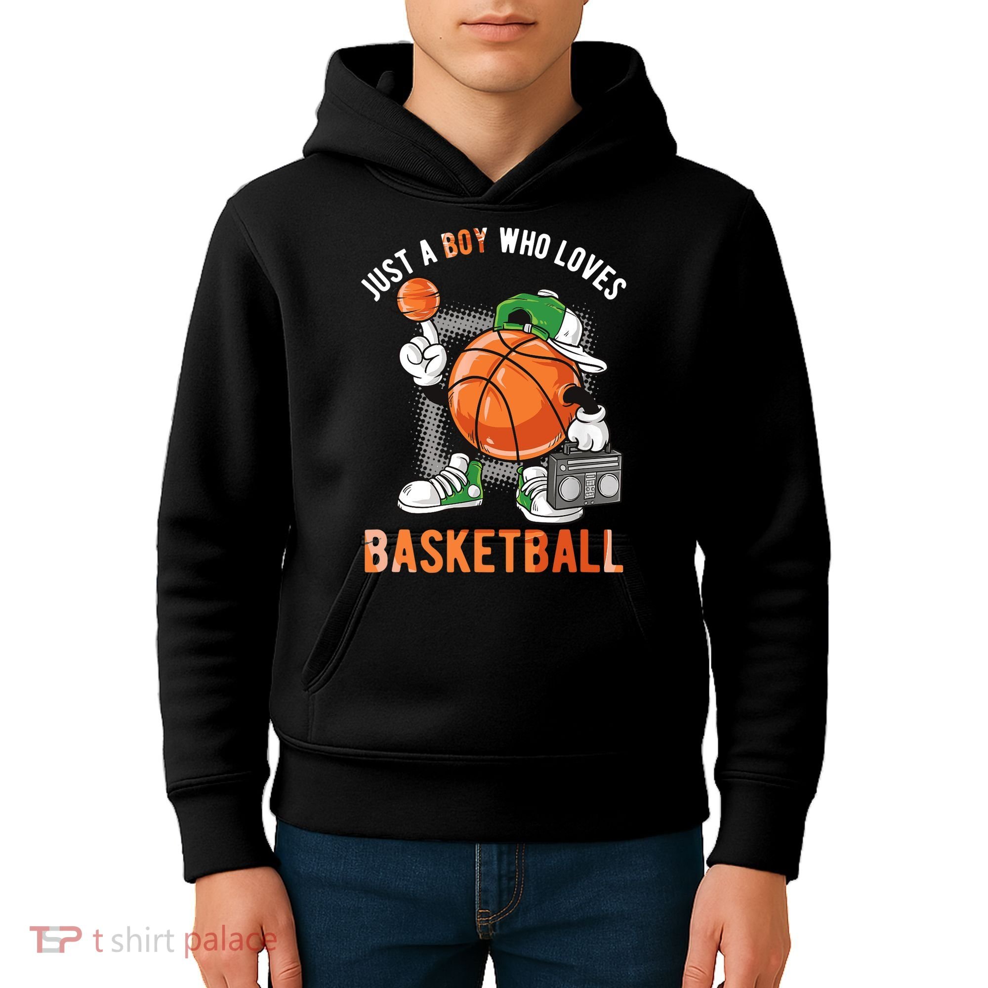 Just A Boy Who Loves Basketball Kids Hoodie