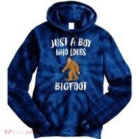 Just A Boy Who Loves Bigfoot Animal Gift Tie Dye Hoodie thumb 0