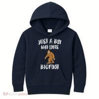 Just A Boy Who Loves Bigfoot Animal Gift Kids Hoodie thumb 0