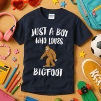 Just A Boy Who Loves Bigfoot Animal Gift Kids T-Shirt thumb 3