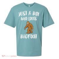 Just A Boy Who Loves Bigfoot Animal Gift Sueded Cloud Jersey T-Shirt thumb 0