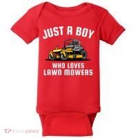 Just A Boy Who Loves Lawn Mowers Baby Bodysuit thumb 0