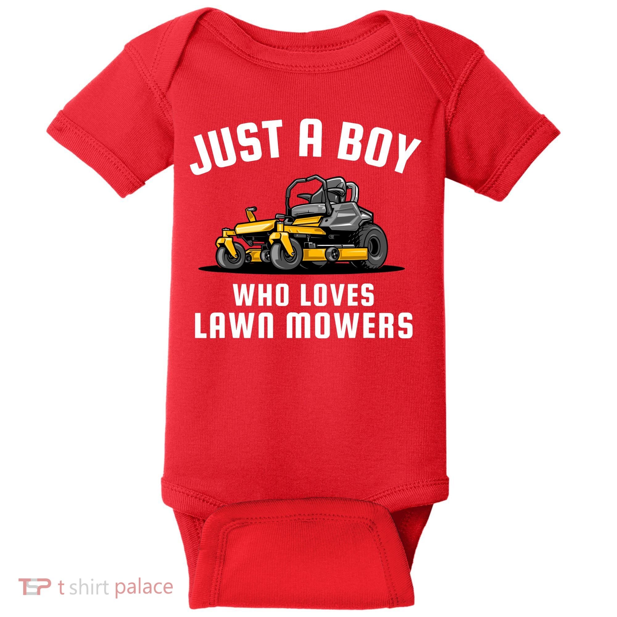 Just A Boy Who Loves Lawn Mowers Baby Bodysuit