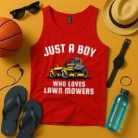Just A Boy Who Loves Lawn Mowers Tank Top thumb 4