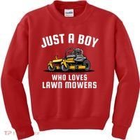 Just A Boy Who Loves Lawn Mowers Kids Sweatshirt thumb 0