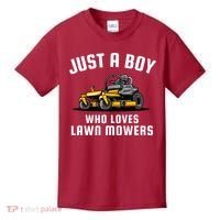 Just A Boy Who Loves Lawn Mowers Kids T-Shirt thumb 0