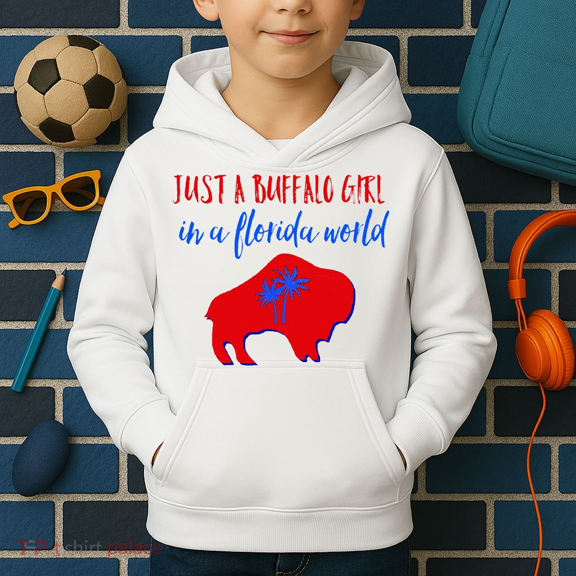 Just A Buffalo Girl In A Florida World Kids Hoodie