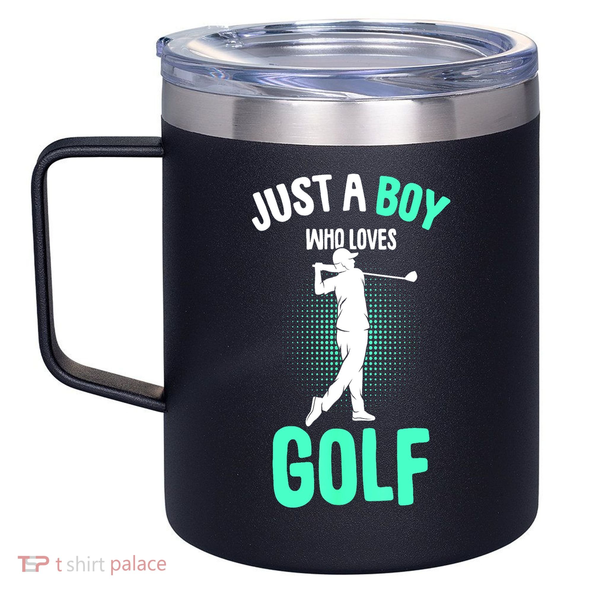 Just A Boy Who Loves Golf Club Golfer Golfing Gift 12oz Stainless Steel Coffee Mug