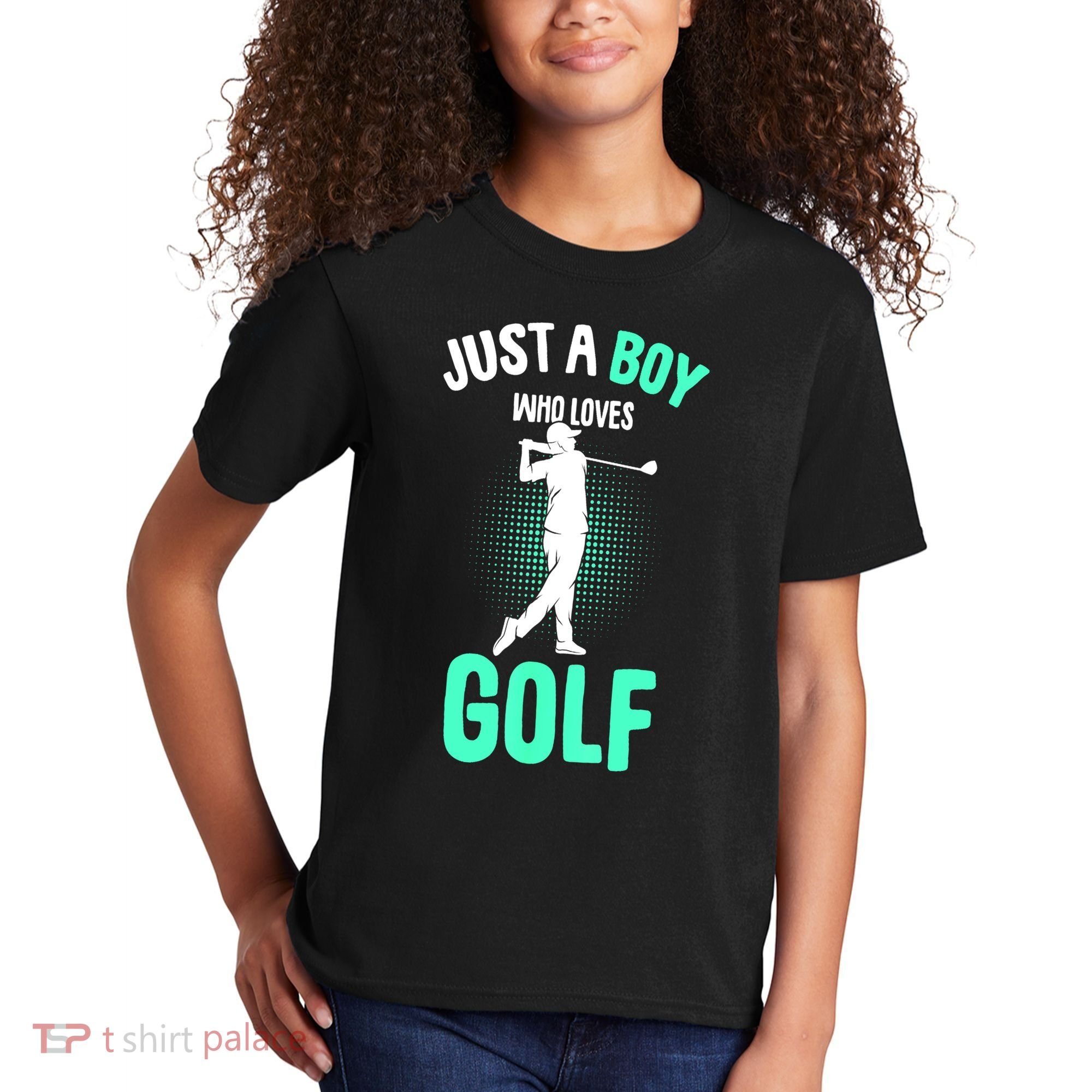 Just A Boy Who Loves Golf Club Golfer Golfing Gift Kids T-Shirt