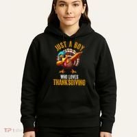 Just A Boy Who Loves Thanksgiving Turkey Dab Hoodie thumb 5