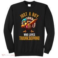Just A Boy Who Loves Thanksgiving Turkey Dab Sweatshirt thumb 0