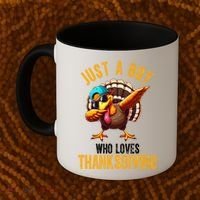 Just A Boy Who Loves Thanksgiving Turkey Dab Coffee Mug thumb 2