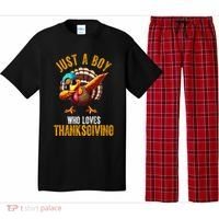 Just A Boy Who Loves Thanksgiving Turkey Dab Pajama Set thumb 0