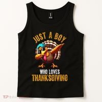 Just A Boy Who Loves Thanksgiving Turkey Dab Tank Top thumb 2