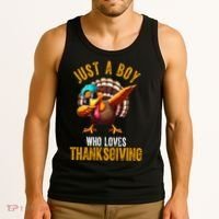Just A Boy Who Loves Thanksgiving Turkey Dab Tank Top thumb 3