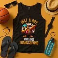 Just A Boy Who Loves Thanksgiving Turkey Dab Tank Top thumb 4