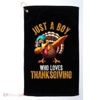 Just A Boy Who Loves Thanksgiving Turkey Dab Golf Towel thumb 0
