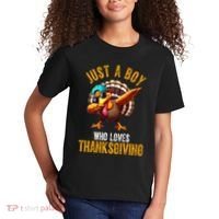 Just A Boy Who Loves Thanksgiving Turkey Dab Kids T-Shirt thumb 2