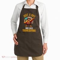 Just A Boy Who Loves Thanksgiving Turkey Dab Apron thumb 2